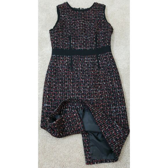 TALBOTS ~Woman Size 2Petite~ Black/Multi Color Wool Blend Dress Sleeveless Lined - Picture 6 of 12